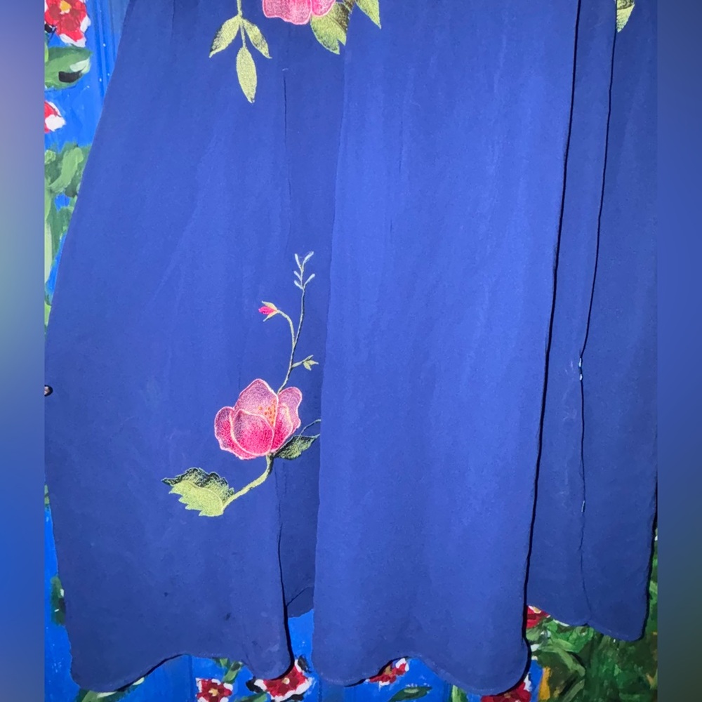 ASOS Floral Embroidered Blue Dress - Picture 4 of 7